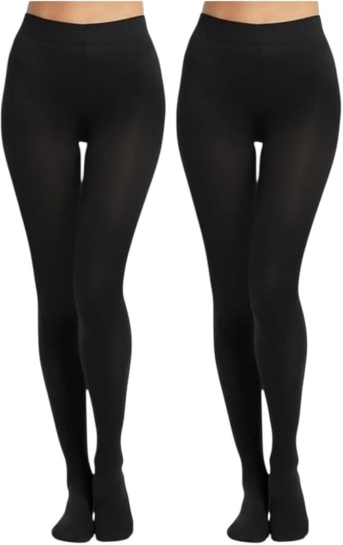 Glamroot Strechable High Waist Pantyhose Opaque Stocking Tights For Women , Black, Pack Of 2 - Image 1